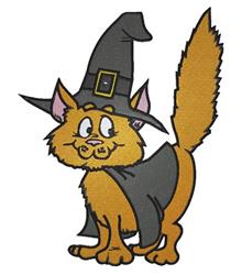 Witch Kitty - 5x7 kitten detailed machine embroidery design for Kids Apparel