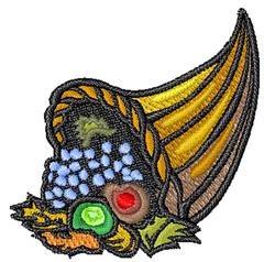 Cornucopia - 4x4 cornucopia detailed embroidery design for decorative pillow covers