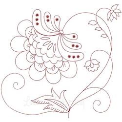 Redwork Flower Embroidery Design | EmbroideryDesigns.com