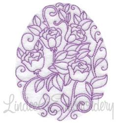 Redwork floral design with delicate roses and swirling vines in soft purple on a white background, perfect for Easter.