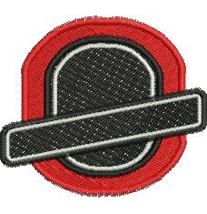 Badge shape featuring a bold circular design with a red border, black center, and white outline. Perfect for casual wear.