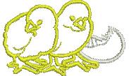 Chicks and Egg - 4x4 bird quick stitch embroidery design for patchwork quilt blocks
