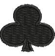 Bold black clover shape with a smooth texture and shaded outline, perfect for minimalist designs.
