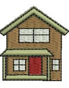 Cottage - 4x4 cottage beginner-friendly embroidery design for kitchen tea towels