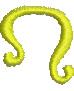 Curly decorative element in playful style featuring bright yellow flourishes and curvy lines for textile embellishment.