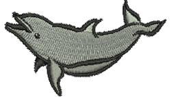 Playful dolphin mid-leap with an open mouth, outlined in black and shades of gray, capturing joyful motion. Perfect for ocean