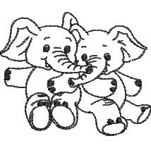 pair quick stitch machine embroidery - Elephant Pair perfect for Kids T-Shirts