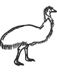 bird quick stitch machine digital embroidery - Emu perfect for patchwork quilt blocks