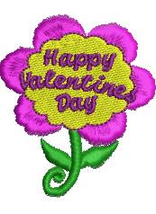 Playful flower design for Valentine's Day featuring bright pink petals, a cheerful yellow center and a green stem.