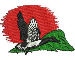 Flying Duck - 4x4 bird beginner-friendly embroidery design for decorative pillow covers