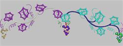 Colorful grapevine with purple and green grapes, turquoise leaves, and white accents for fall decor.