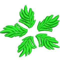 Vibrant green leaf cluster with textured detailing, featuring distinct outlines and balanced composition.