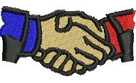 beginner-friendly handshake machine embroidery pattern - Handshake for patchwork quilt blocks