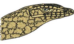 Realistic close-up of a lizard head, showcasing intricate sandy beige scales and a focused eye.