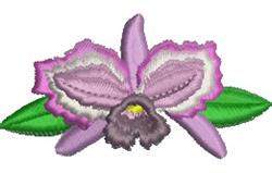 beginner-friendly leaf machine embroidery pattern - Orchid for kitchen tea towels