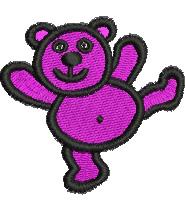 Playful purple bear with a joyful expression and black outline, perfect for children's items.
