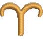 Stylized ram's horns in bold golden color with smooth curves, featuring a minimalist design suitable for various applications