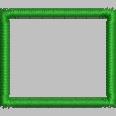 Embroidered rectangular frame in vibrant green outline, featuring a simple design on a gray background.