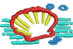 quick stitch summer shell machine embroidery pattern - Scallop Shell for Beach Towels