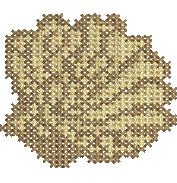 Cross stitch shell with textured beige and tan stitching, showcasing a detailed three-dimensional appearance.