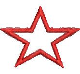 Bold star design in red outline with a crisp white center, perfect for various decorative projects.