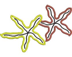 Playful starfish duo featuring a yellow and red starfish with bold black outlines, perfect for vibrant coastal decor.