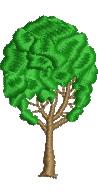 Playful tree with vibrant green foliage and a brown trunk, styled whimsically for a lively, cartoonish look.