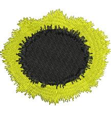 Playful sunflower with vibrant yellow petals and a textured black center, perfect for cheerful decor.