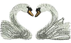 Swans - 4x4 bird beginner-friendly machine embroidery design for wedding decorations