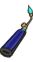 Stylized torch design with a blue handle, black base, and vibrant teal flame, perfect for playful crafting.