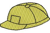 Yellow baseball cap with a squared front panel, flat brim, and rounded shape, showcasing a simple and colorful design.