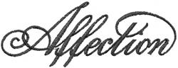Cursive word art 'Affection' in dark intertwined letters on a light background, ideal for home decor.