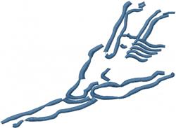 Simple line art dancer silhouette in blue, showcasing fluid movement with elegant flowing lines.