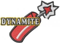 Bold cartoon dynamite stick in red with a yellow 'DYNAMITE' label, surrounded by a vibrant starburst.