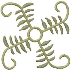 Delicate fern leaf design in soft greens features swirling curls and a central circle, perfect for adding elegance.