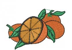 Colorful cartoonish oranges with a juicy segment slice and vibrant green leaves, ideal for summer décor.