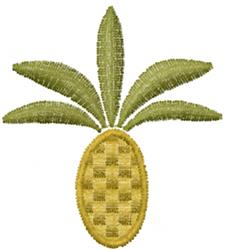 Playful pineapple with textured yellow body and stylized green leaves, featuring a vibrant checkered pattern.