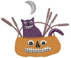 Pumpkin Kitty - 4x4 kitten beginner-friendly embroidery design for decorative pillow covers