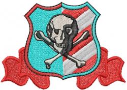 cross detailed machine digital embroidery - Skull shield perfect for Bags