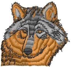 Realistic wolf head close-up featuring detailed fur texture and a gradient of gray and orange hues.