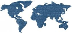 Solid blue world map outline featuring minimalist design with clear continent shapes, ideal for modern textiles.