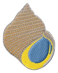 Abstract shape with flowing form in brown, yellow, and blue, showcasing a simple and clean style.