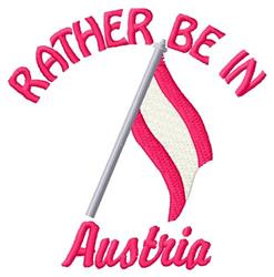 Vibrant Austria flag with playful red and white design, stating 'RATHER BE IN' and 'Austria' below.
