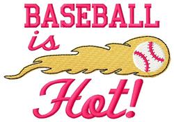 Playful baseball with a dynamic yellow flame and bold pink text 'BASEBALL is Hot!' for sports season.