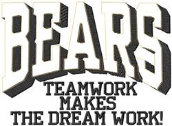 detailed teamwork machine embroidery pattern - Bears Teamwork for reusable tote bags