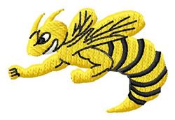 Playful bee with bright yellow and black stripes, detailed wings, and a cheerful expression, perfect for fun embroidery.