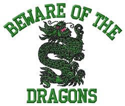 detailed monster machine embroidery pattern - Beware Dragons for kitchen tea towels