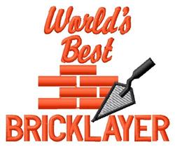 Applique bricklayer tools design featuring vibrant red bricks, a silver trowel, and bold text elements.