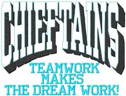 teamwork detailed machine embroidery - Chieftains Teamwork perfect for kitchen aprons