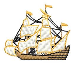 beginner-friendly ship machine embroidery pattern - Clipper Ship for kitchen tea towels